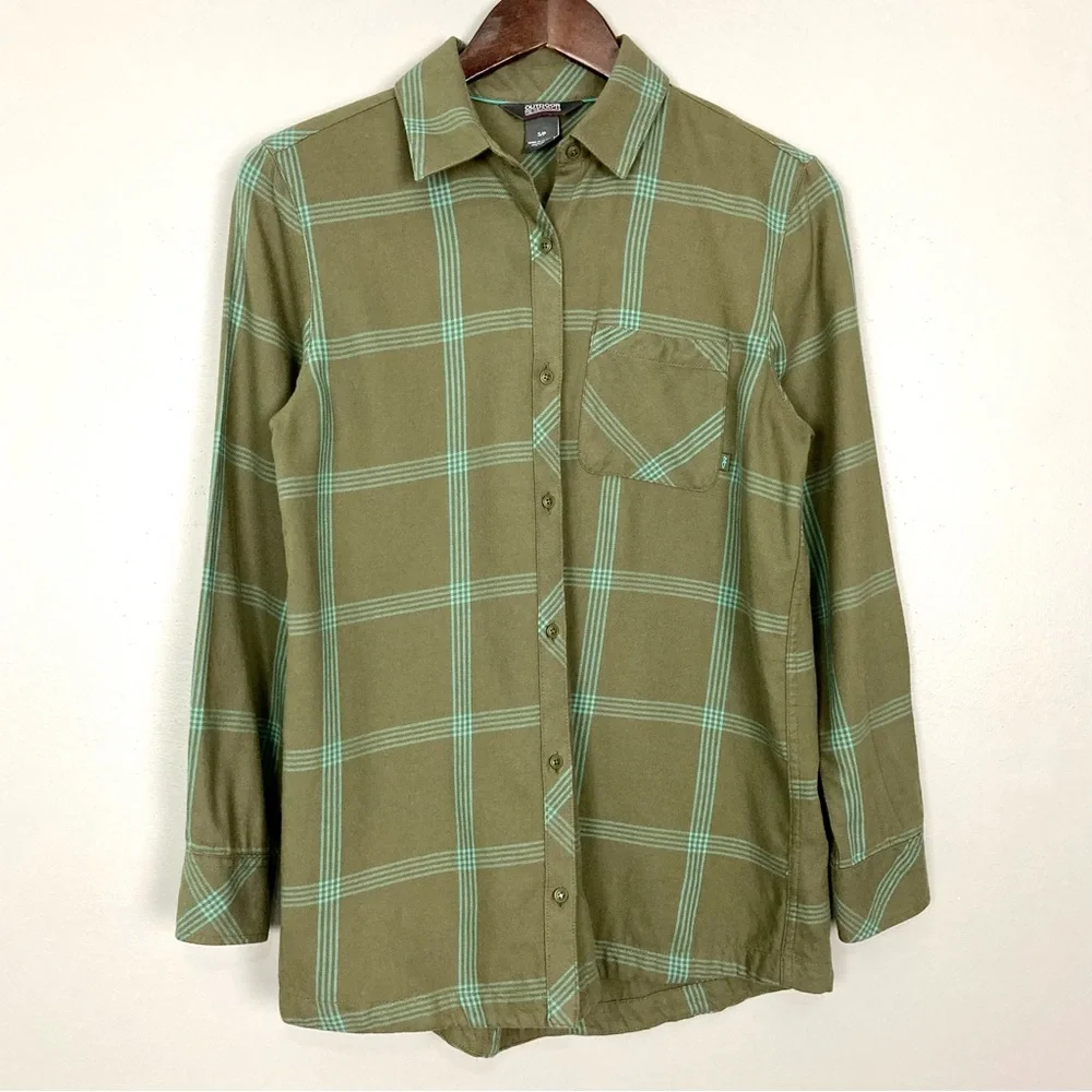 Outdoor Research Cedar Cove Tunic Top Women’s Size S Plaid Button Up Lightweight - Picture 3 of 9